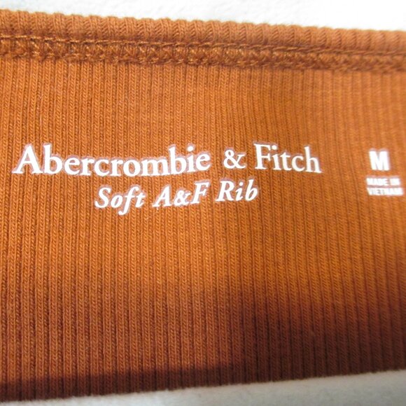 Abercrombie & Fitch Bodysuit Soft A&F Rib Long Sleeve Hook and Eye Brown M - Picture 4 of 9